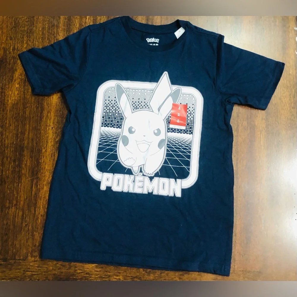 Pokémon boy’s T-shirt Pikachu crewneck pull over short sleeves blue.M (8)